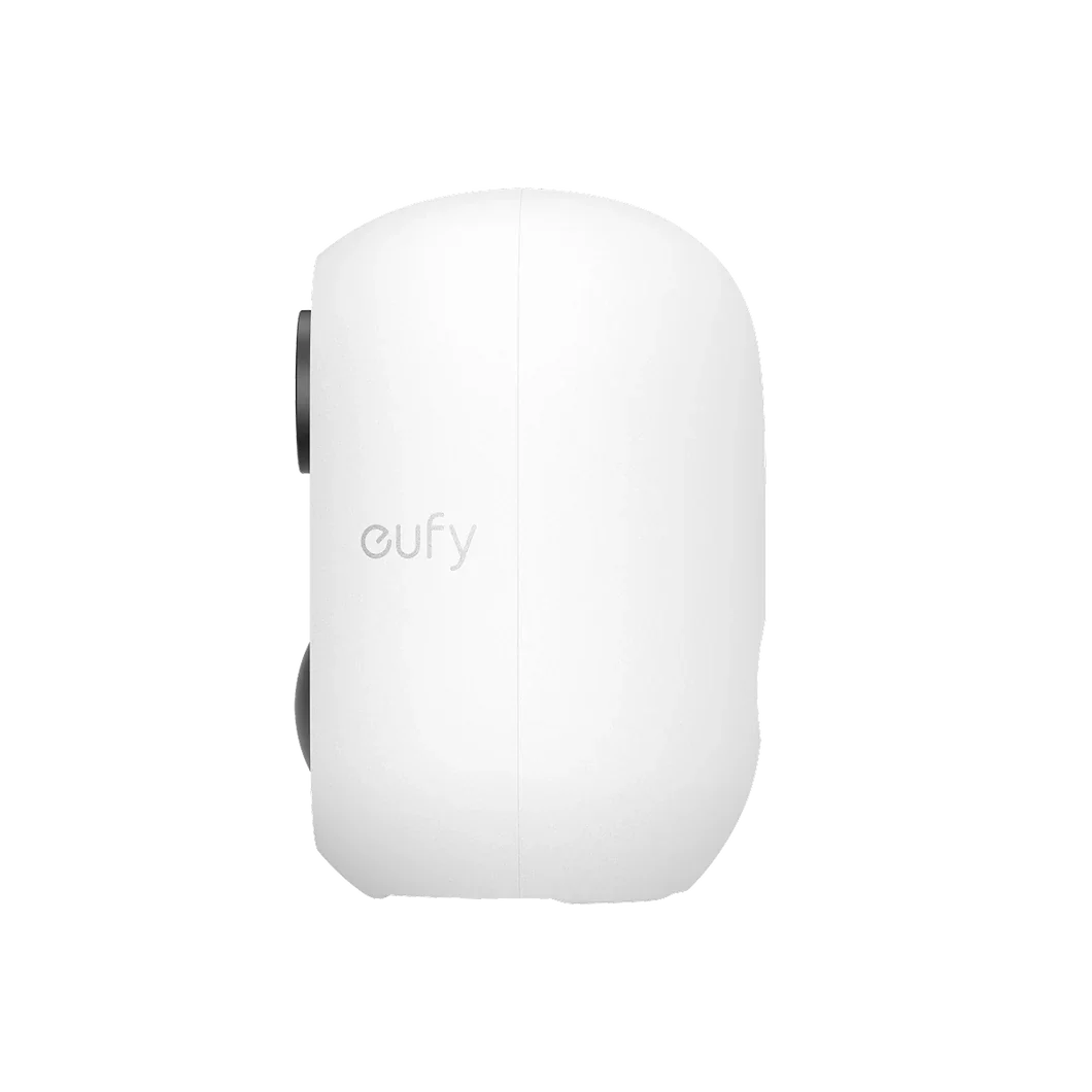 White eufyCam C35 left side with eufy logo; manufacturer reference image for renewed stock