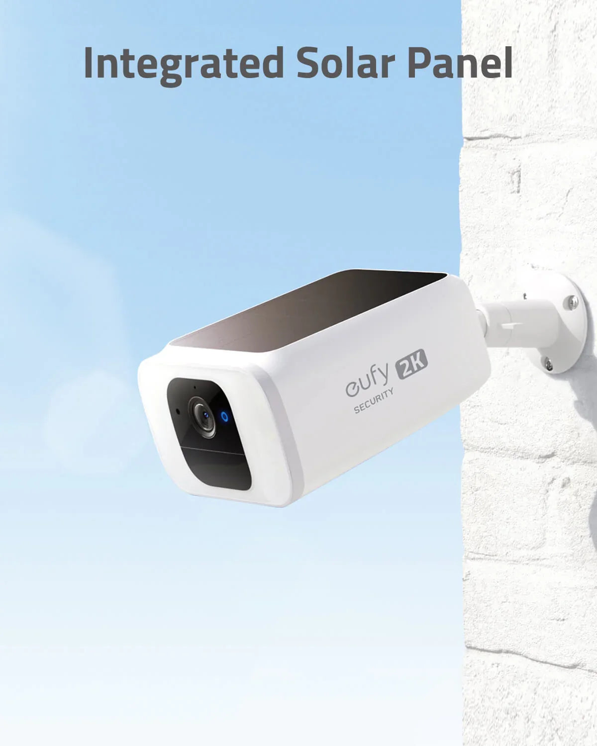 eufy SoloCam S230 S40 integrated solar panel, manufacturer wall-mount illustration