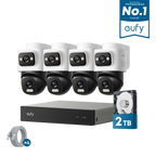 eufy NVR Security System E50 four-camera kit with NVR, hard drive and cable loops, official product render