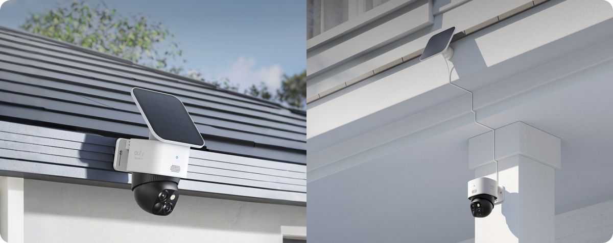 eufy SoloCam S340 / Solo S3 attached and separate solar panel mounting - official illustration