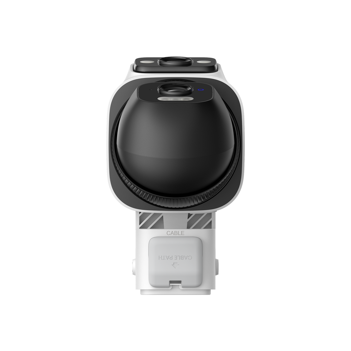 Official eufy E50 T7100 camera underside detail; close-up of one camera from the four-camera kit.