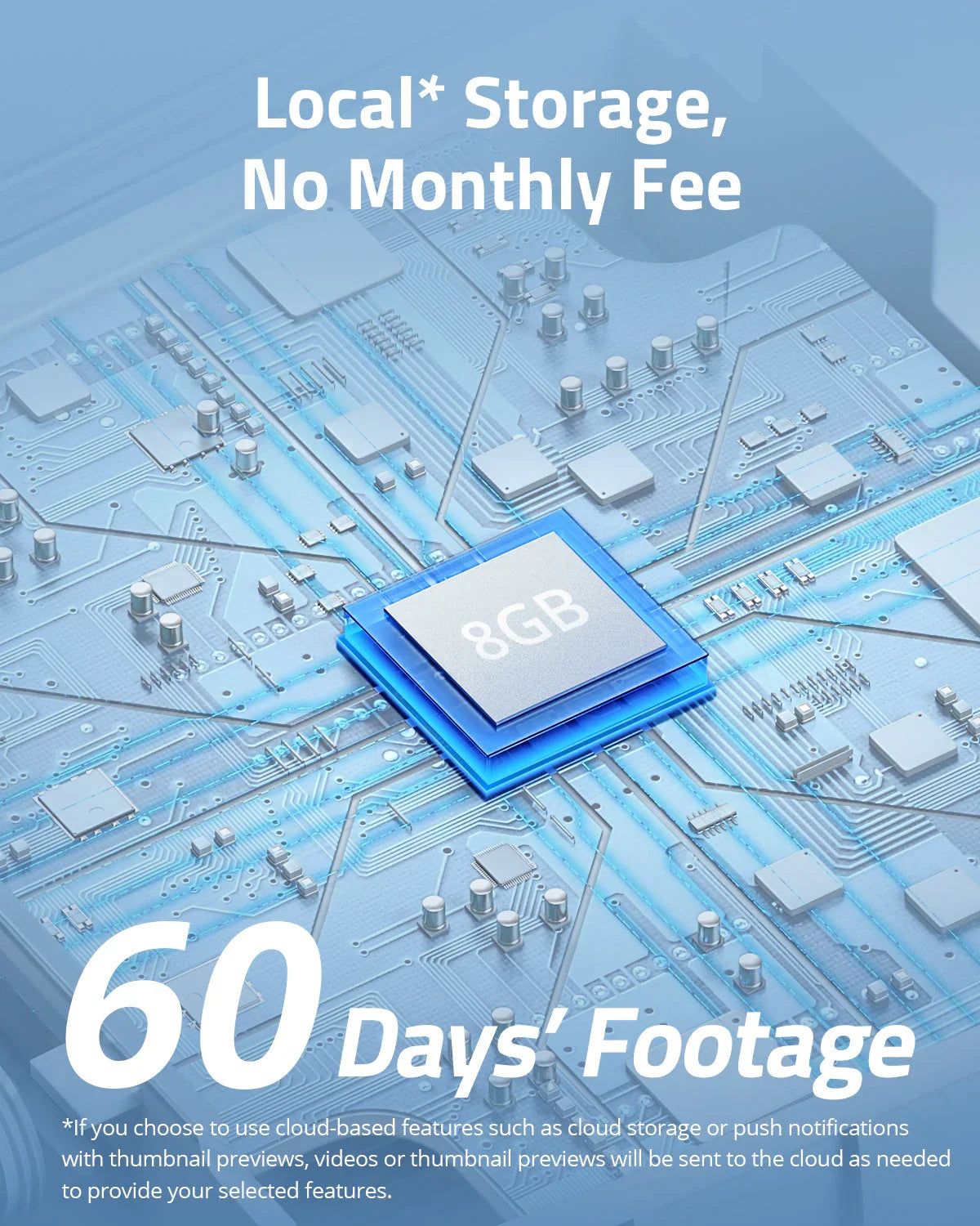 eufy SoloCam S230 S40 8 GB local storage illustration; actual retention varies with use