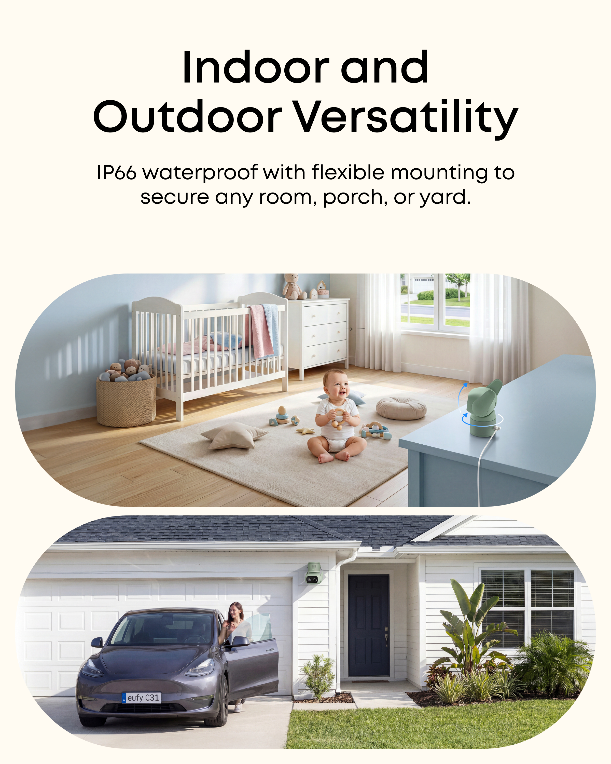 Green eufy Wired Cam C31 for indoor and outdoor use