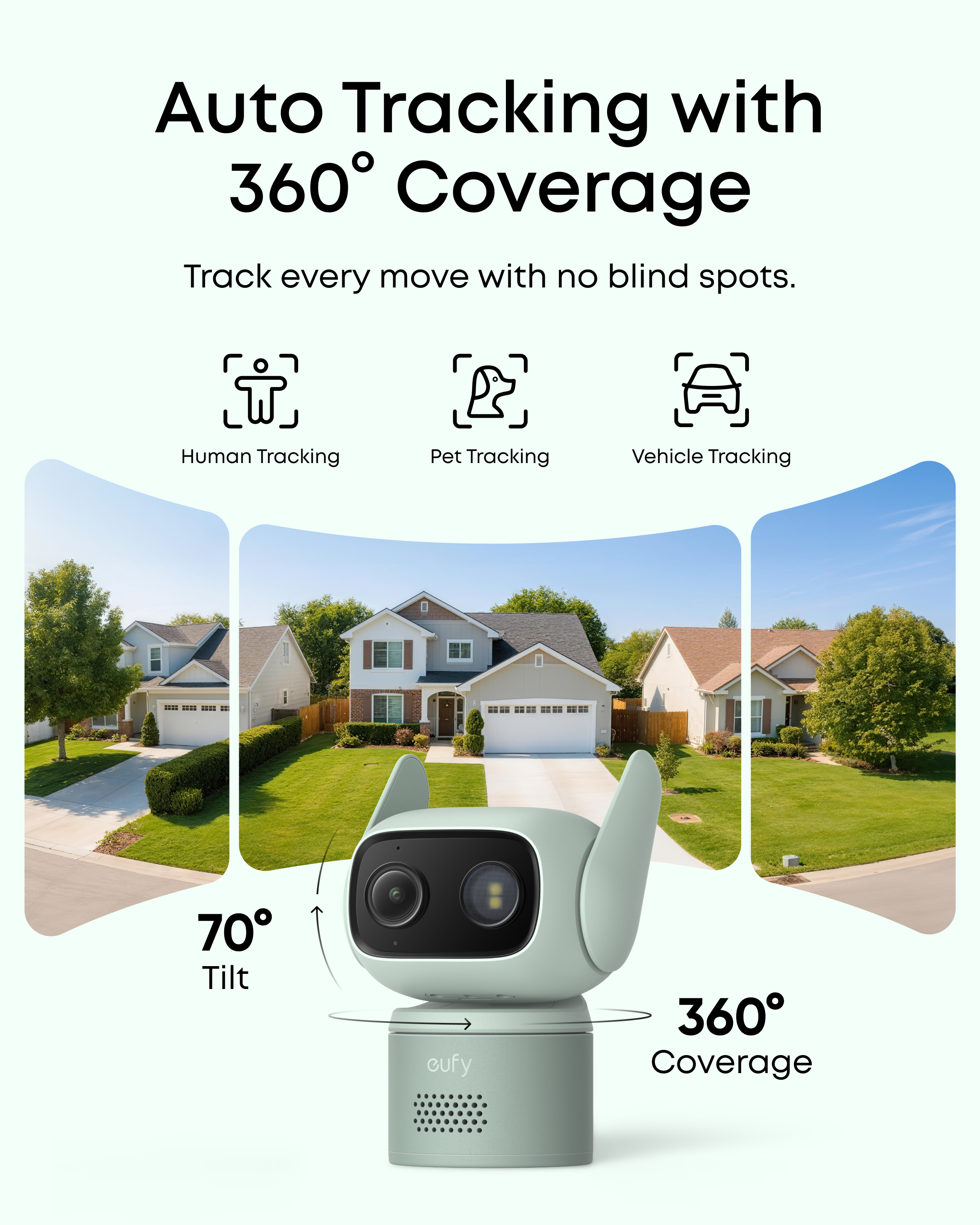 Green eufy Wired Cam C31 360-degree AI auto-tracking