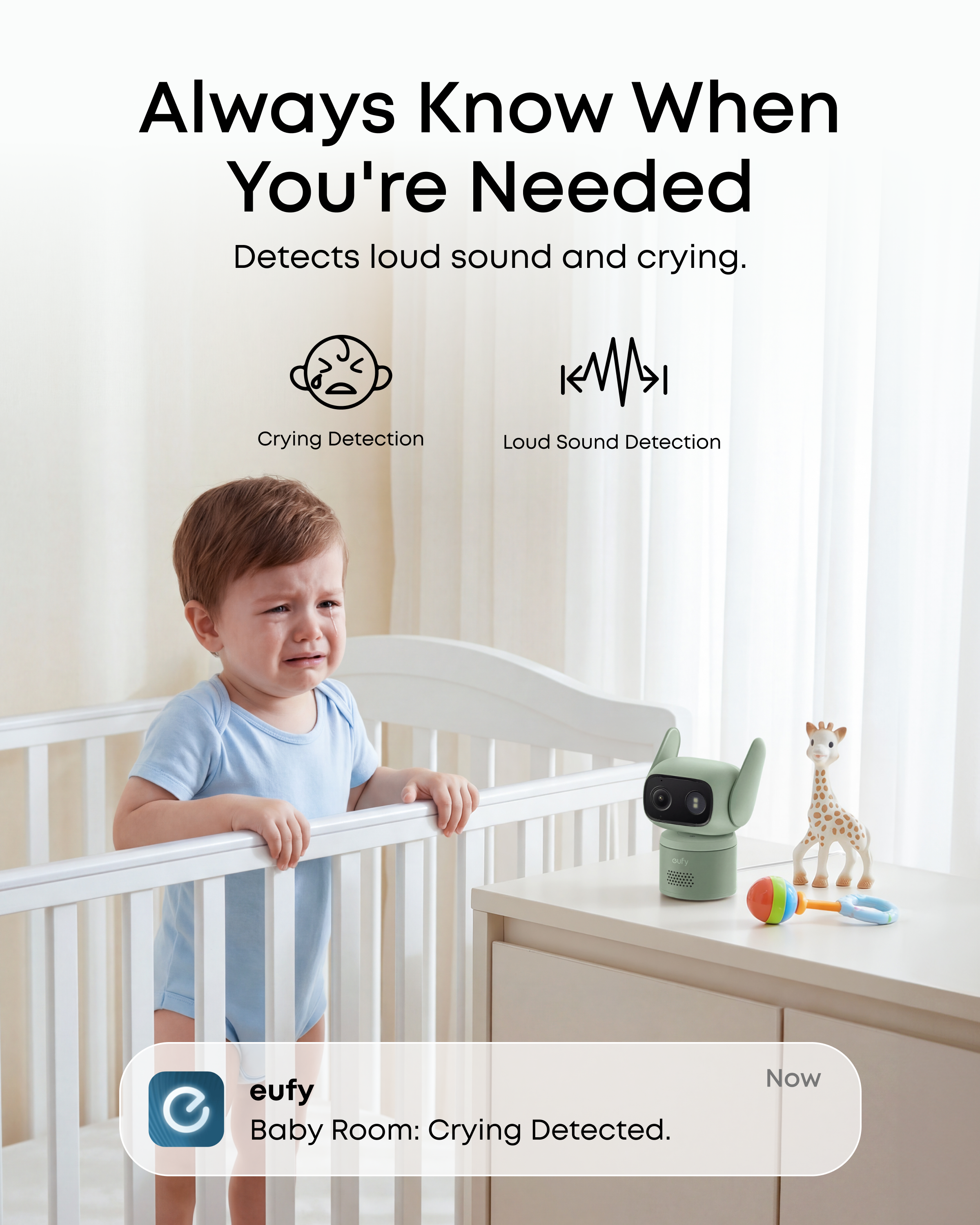 Green eufy Wired Cam C31 crying and loud-sound detection