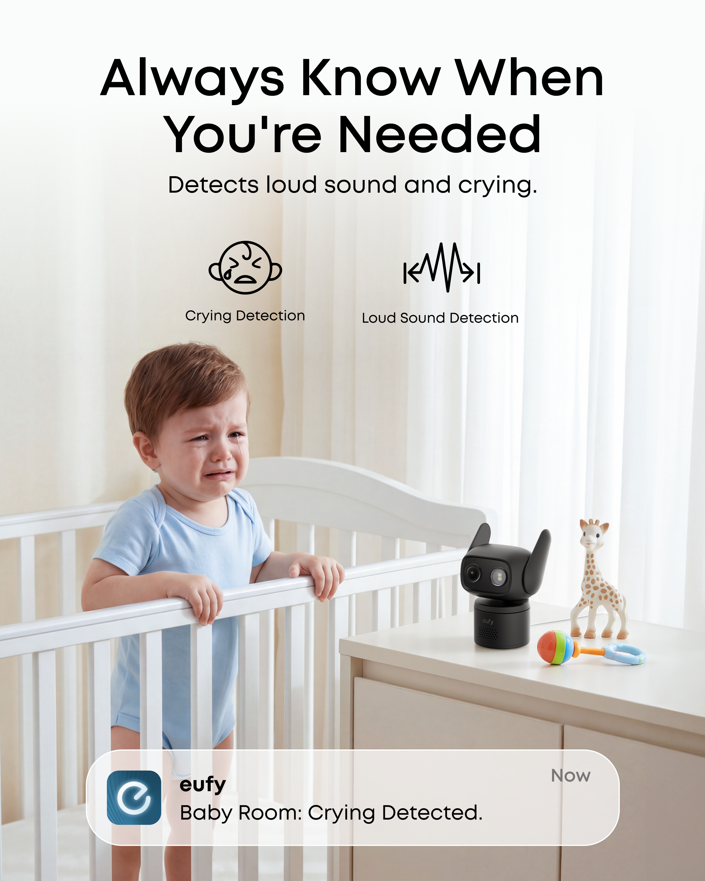 Black eufy Wired Cam C31 crying and loud-sound detection