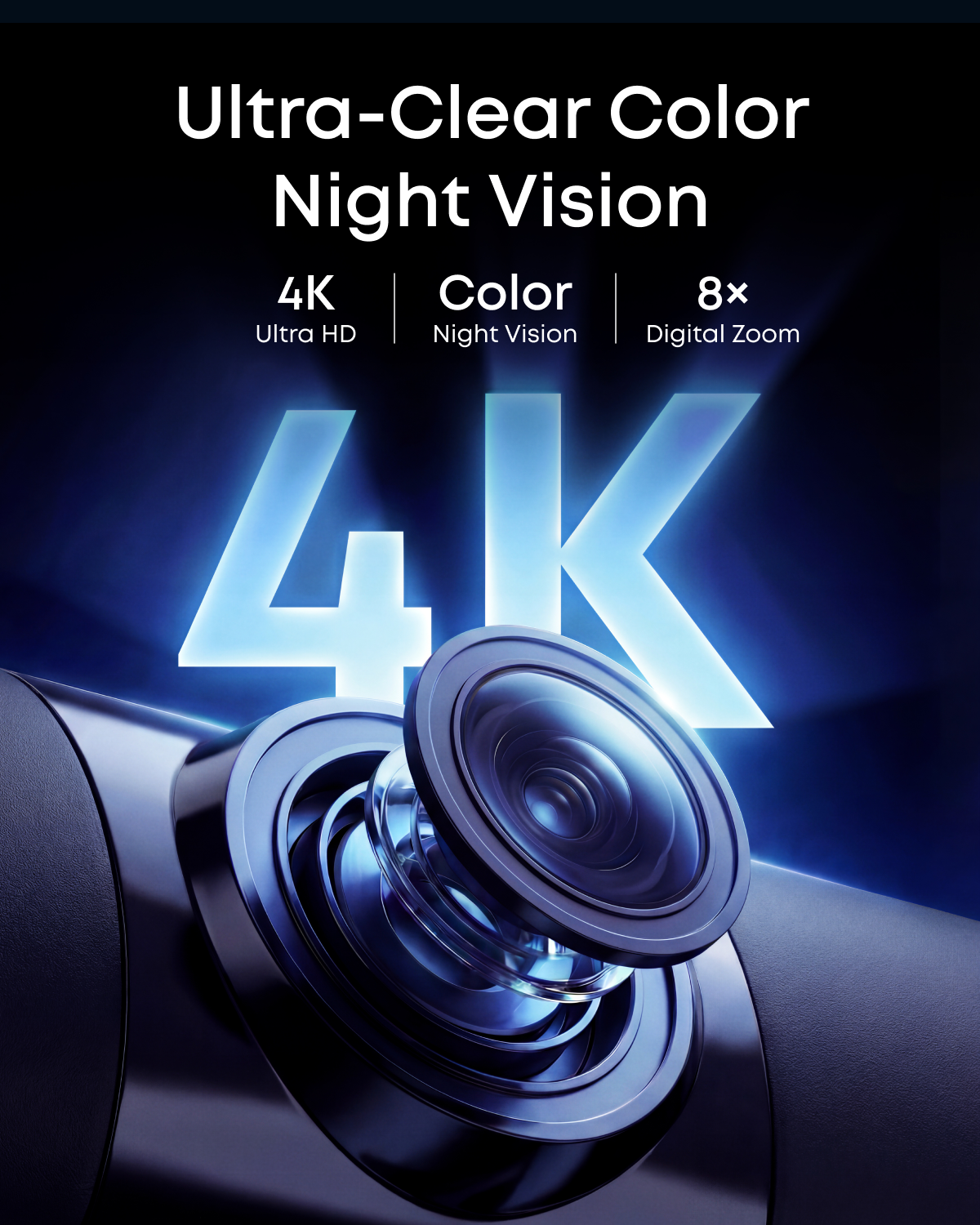 Official eufy Wall Light Cam S4 4K colour night vision feature graphic.