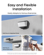Official eufy Wall Light Cam S4 solar-panel installation options.