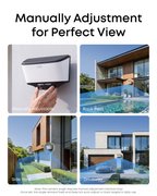 Official eufy Wall Light Cam S4 manual camera adjustment and suggested viewing positions.