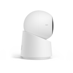 White eufy Indoor Cam C220, left side profile. Manufacturer reference; renewed Good-condition unit may show cosmetic marks.