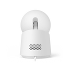 White eufy Indoor Cam C220, rear speaker and power connection. Manufacturer reference; renewed Good-condition unit may show cosmetic marks.