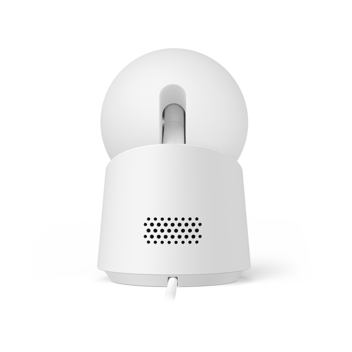 White eufy Indoor Cam C220 rear view showing speaker and power connection