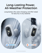 eufyCam C35 battery and IP67 weather-resistance illustration; solar panel optional and not included; manufacturer reference image for renewed stock