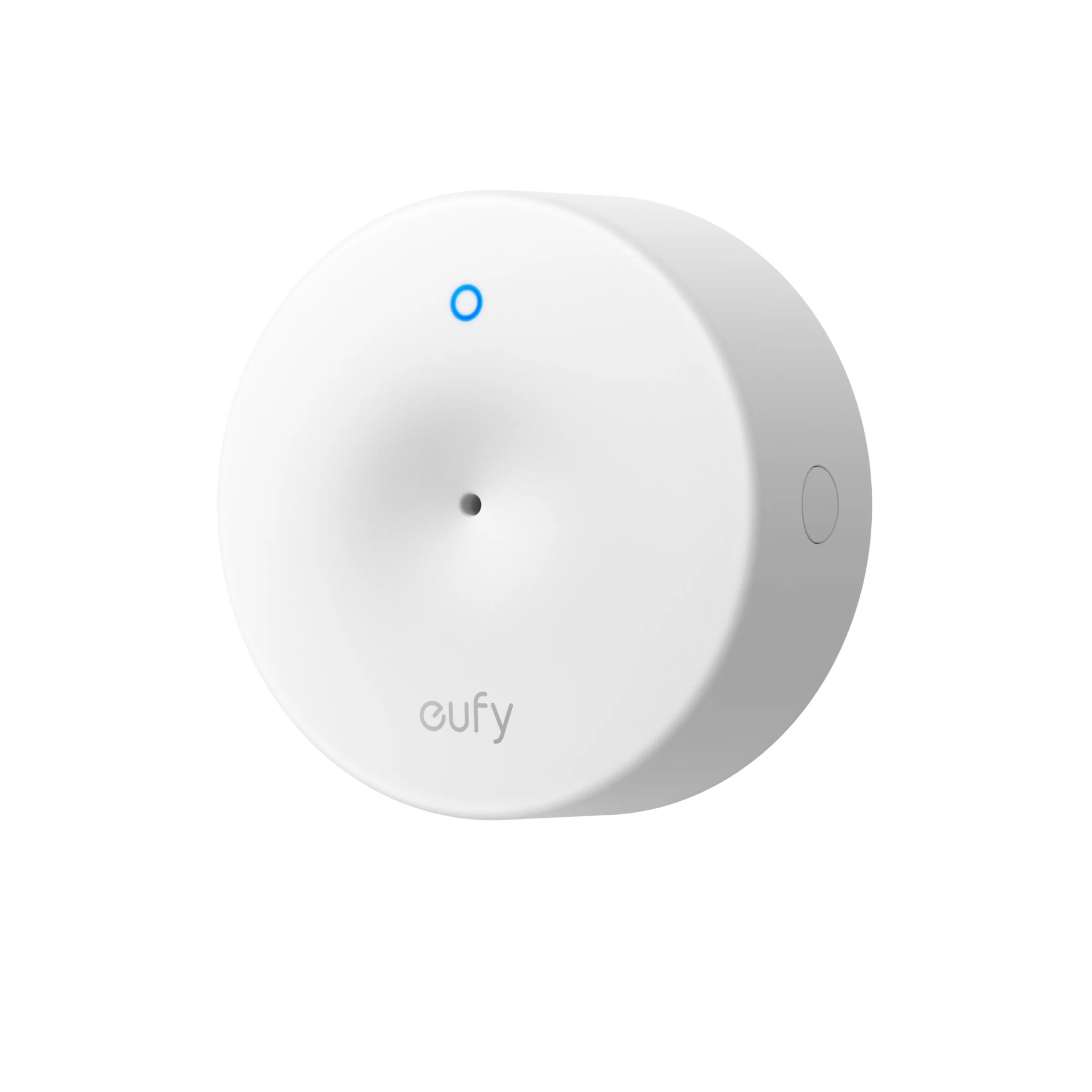 eufy Glass Break Sensor E10, a circular white sound sensor with a blue indicator